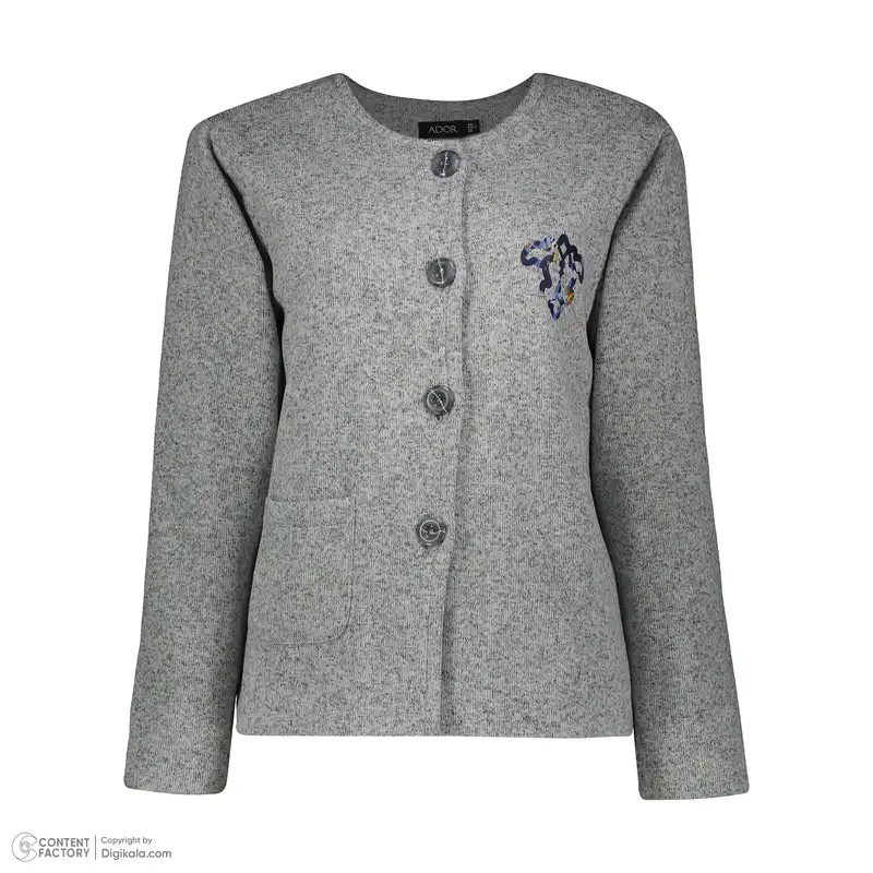 کت بافت زنانه آدور مدل ترنج رنگ طوسی