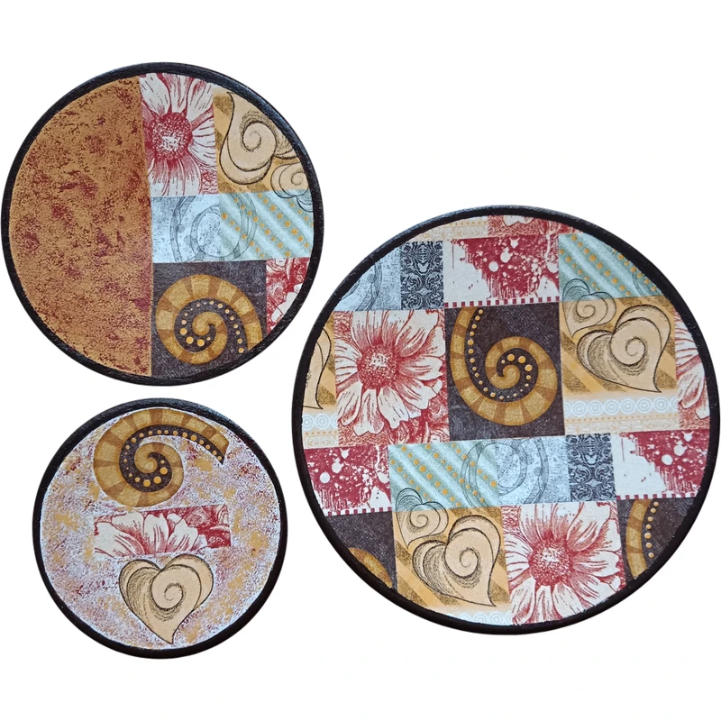 بشقاب دیوارکوب سفالی مدل نقش کد 5 مجموعه 3 عددی