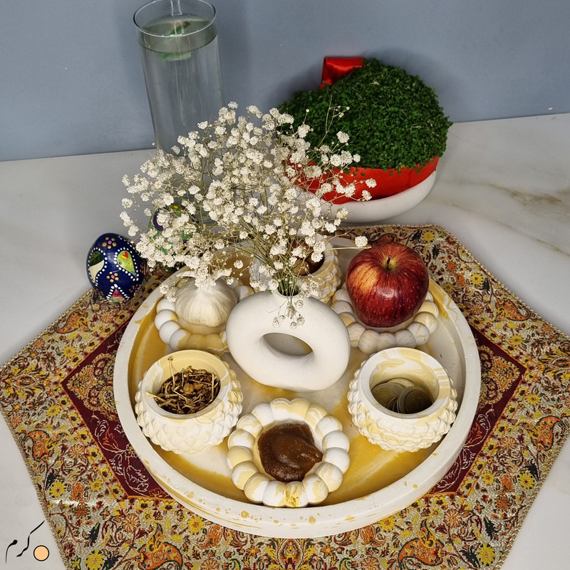 مجموعه ظروف هفت سین 8 پارچه طرح سنگ مدل هلنا
