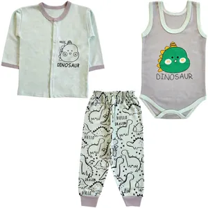 ست 3 تکه لباس نوزادی مدل دایناسور کد 4049
