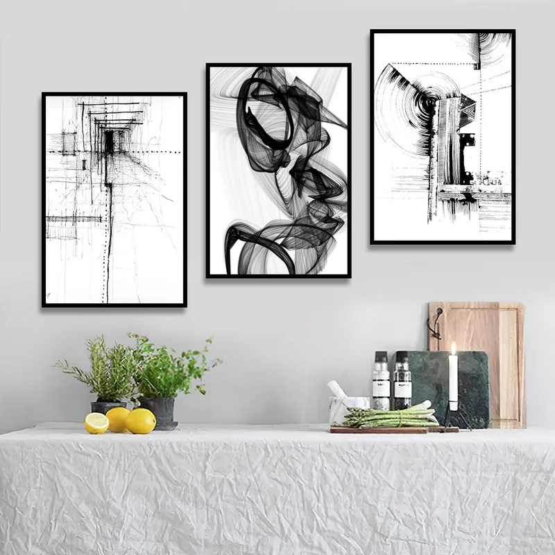 تابلو بکلیت طرح نقاشی دکوری مدرن سبک آبستره مدل B-1486 مجموعه 3 عددی