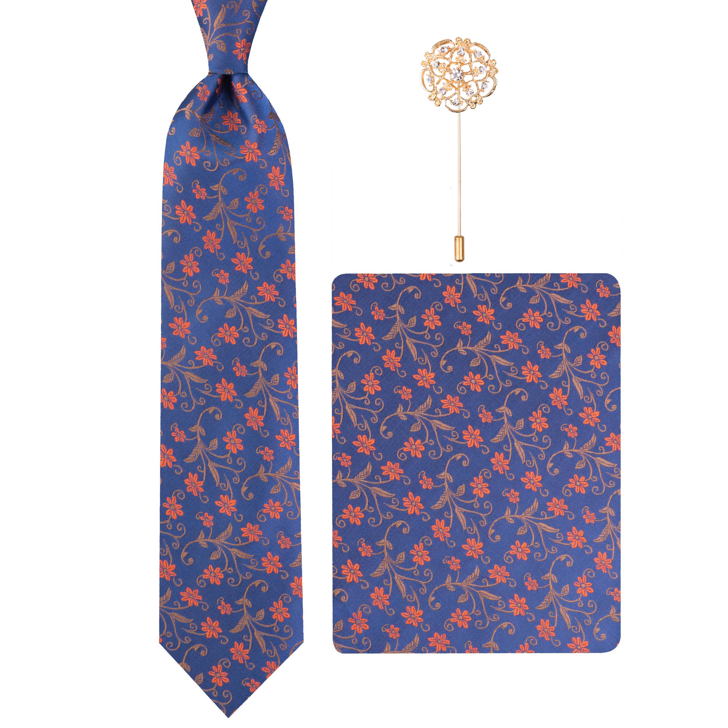ست کراوات و دستمال جیب و گل کت مردانه مدل GF-F1262-DB