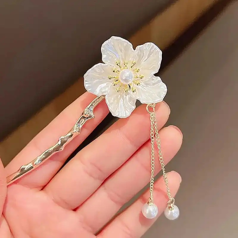 گیره مو زنانه مدل کانزاشی ژاپنی گل پنج پر کد brg 2916