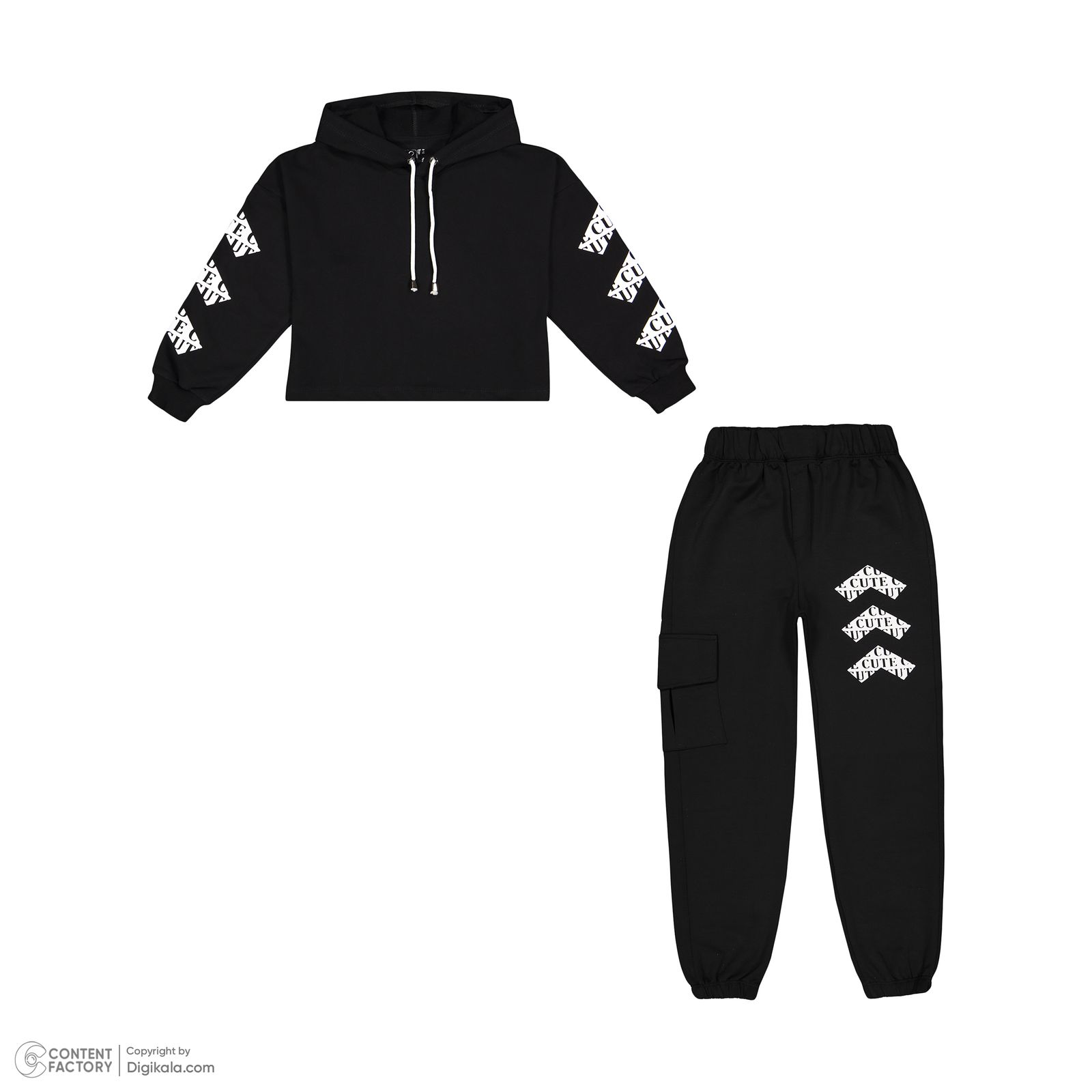 ست هودی و شلوار دخترانه سون پون مدل 1250 رنگ مشکی -  - 2