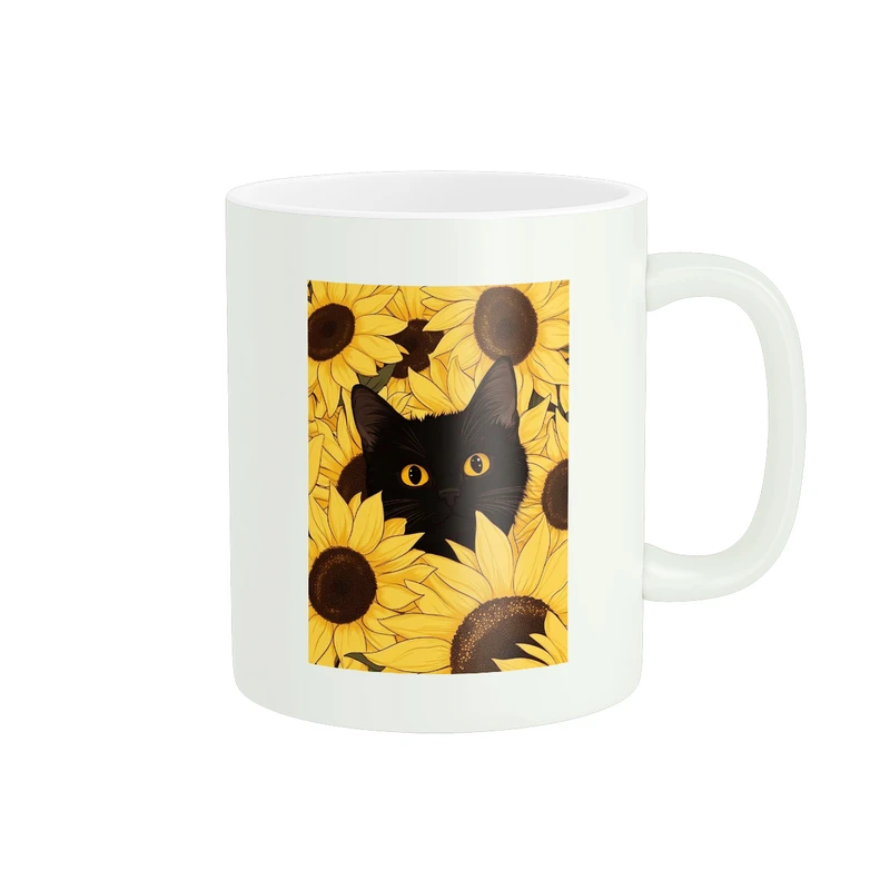 ماگ پاد آفرین مدل گربه و گل های آفتابگردان کد 1922