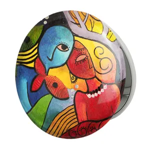 آینه جیبی خندالو طرح نقاشی انتزاعی مدل تاشو کد 5316 