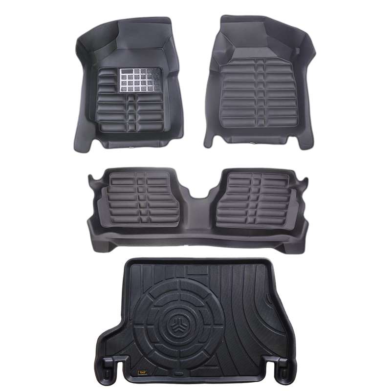 کفپوش پنج بعدی خودرو زرین فرش مدل A.M مناسب برای پراید 131 به همراه کفپوش صندوق خودرو