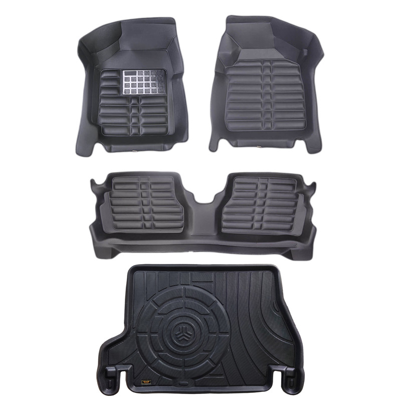 کفپوش پنج بعدی خودرو زرین فرش مدل A.M مناسب برای پراید 131 به همراه کفپوش صندوق خودرو