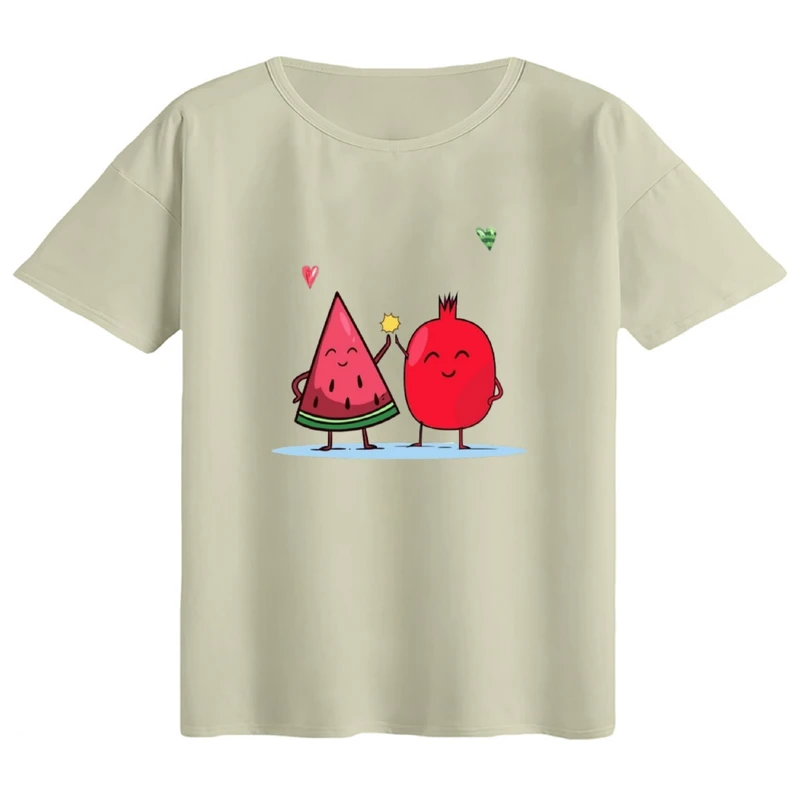 تی‌شرت اورسایز آستین کوتاه زنانه مدل باکسی طرح یلدا کد 7