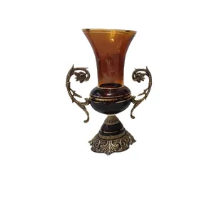 گلدان کریستال دکوری مدل عسلی کد G1322-1