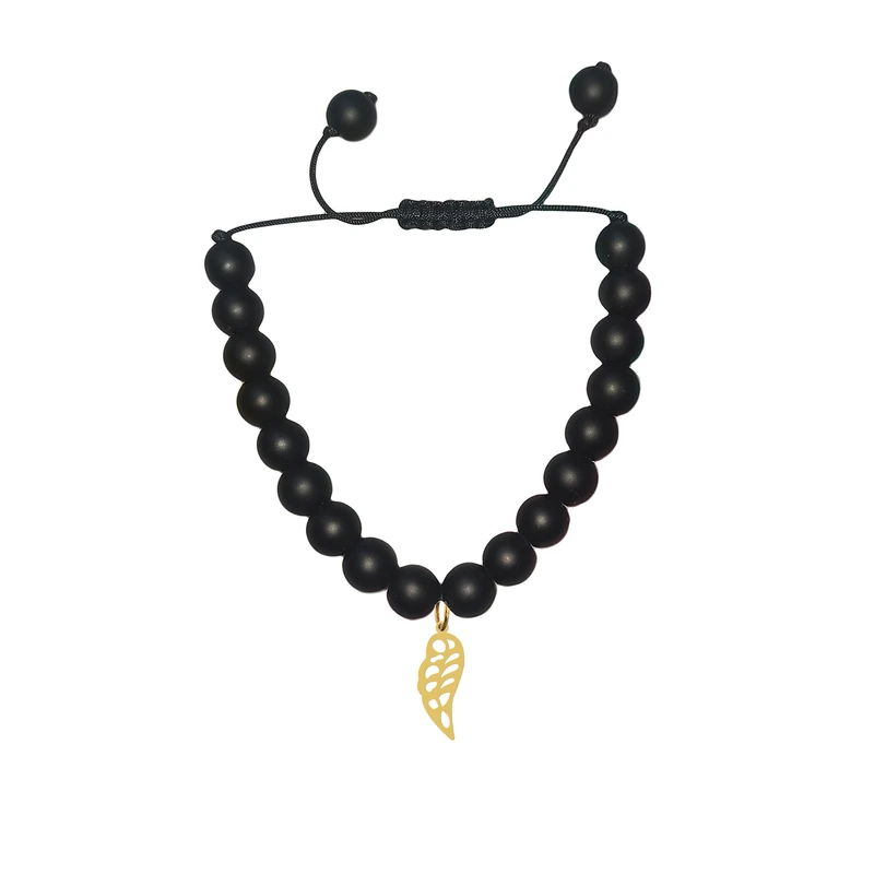 دستبند مهره‌ای هایکا طرح برگ کد bd.h 405