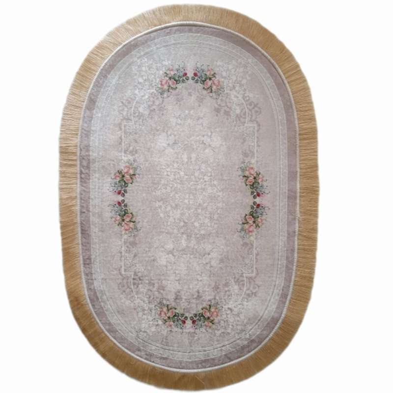 فرش پارچه ای مدل بیضی کد T44 زمینه طوسی فرش پارچه ای مدل بیضی کد T44 زمینه طوسی