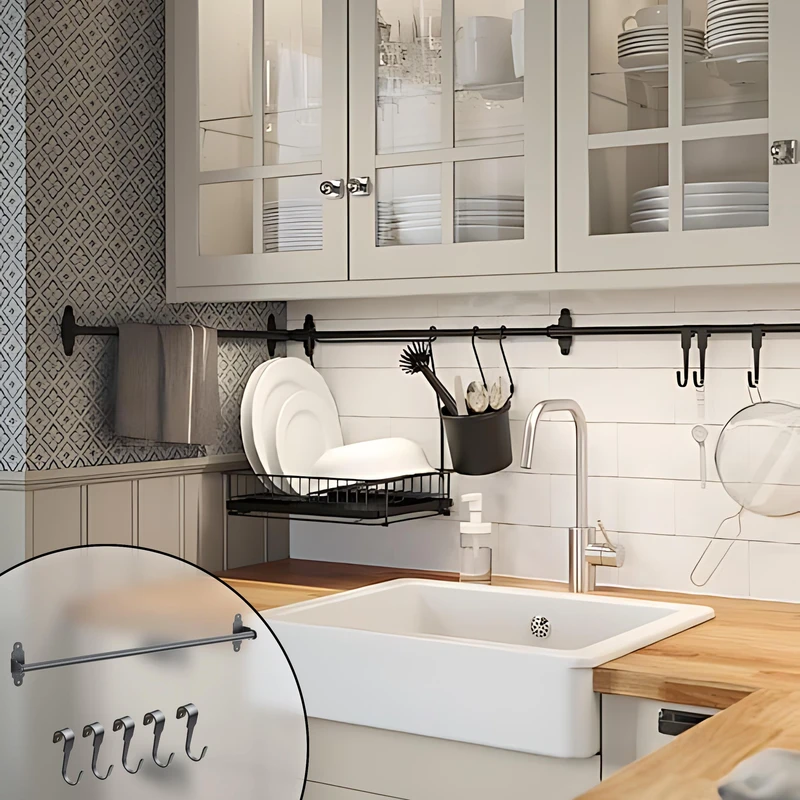 قلاب آویز آشپزخانه ایکیا مدل Hultarp به همراه 5 عدد آویز