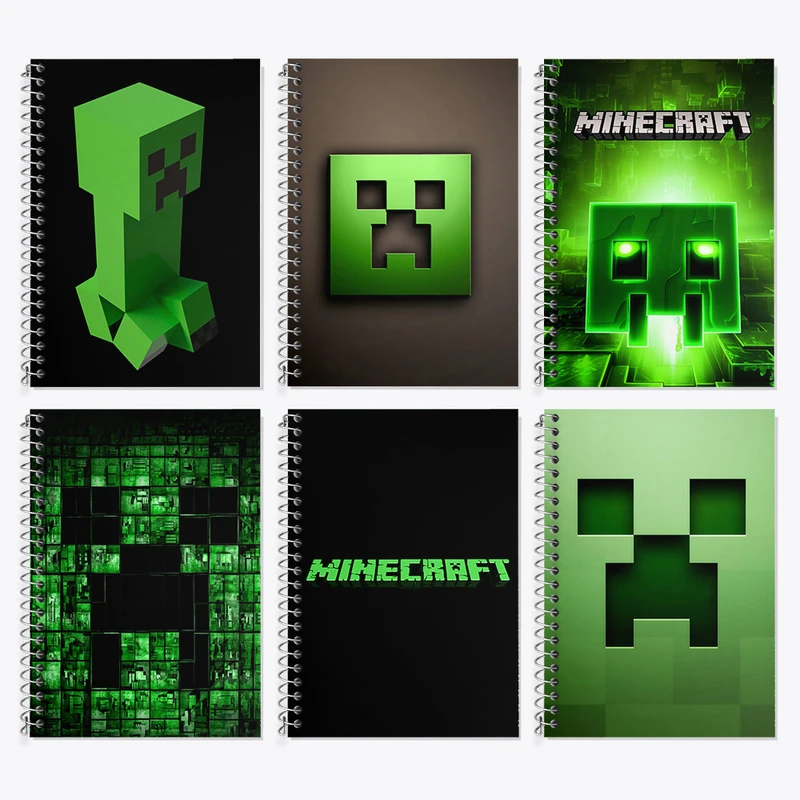 دفتر زبان 50 برگ خندالو مدل دو خط طرح ماینکرفت (Minecraft) کد 577 مجموعه 6 عددی