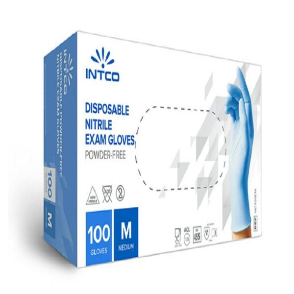 دستکش لاتکس اینتکو مدل نیتریل سایز مدیوم بسته 100 عددی