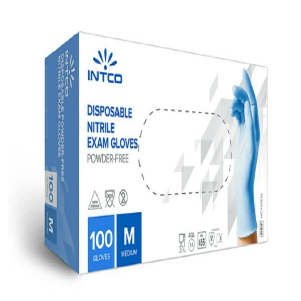 دستکش لاتکس اینتکو مدل نیتریل سایز مدیوم بسته 100 عددی
