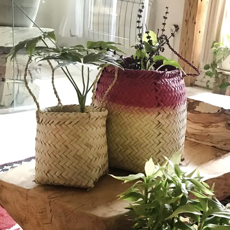 سبد حصیری مدل استوانه نقلی کد 15