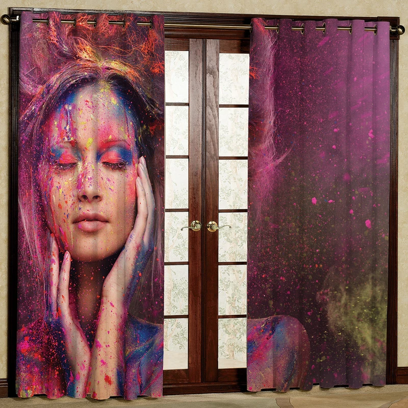  پرده مدل دختر  مخمل پانچی کد 1320 سایز 140x280 سانتی متر