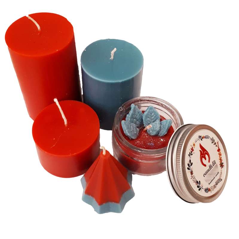 شمع دست ساز مدل یلدا و کریسمس-7 مجموعه 5 عددی 