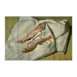 کاغذ کادو ترمه طراحان ایده مدل شاه ماهی قرمز از مونه کد art0224 سایز 57x37 سانتی متر