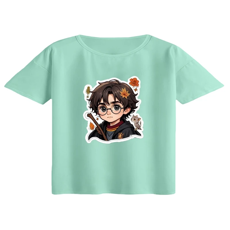کراپ تی‌شرت آستین کوتاه زنانه مدل هری پاتر