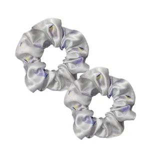 کش مو زنانه مدل اسکرانچی ساتن ابریشم طرح پروانه مجموعه 2 عددی