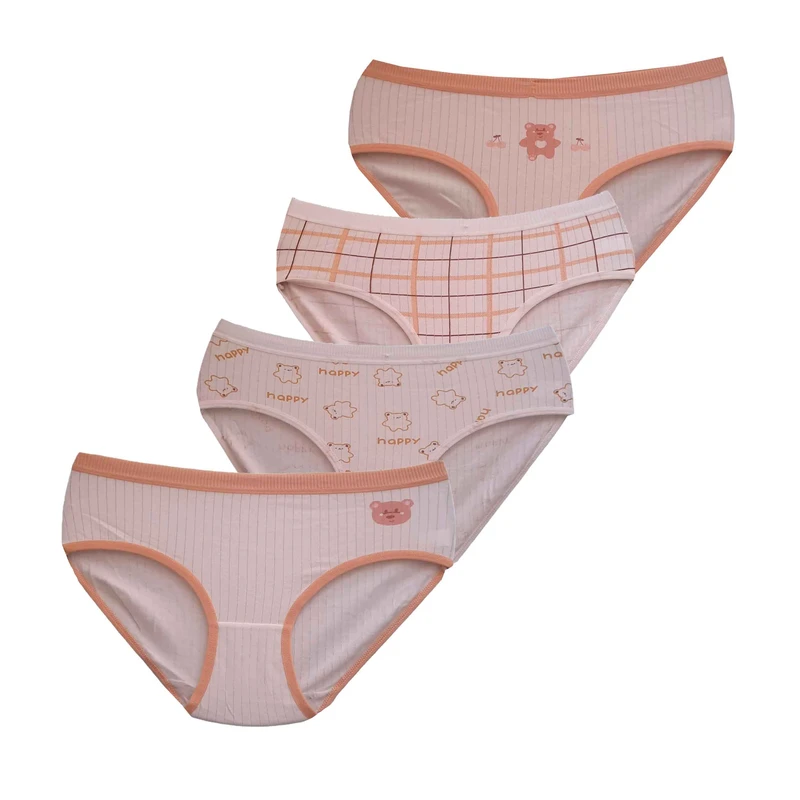 شورت زنانه مدل نخی پنبه اعلا طرح عروسکی مجموعه 4 عددی