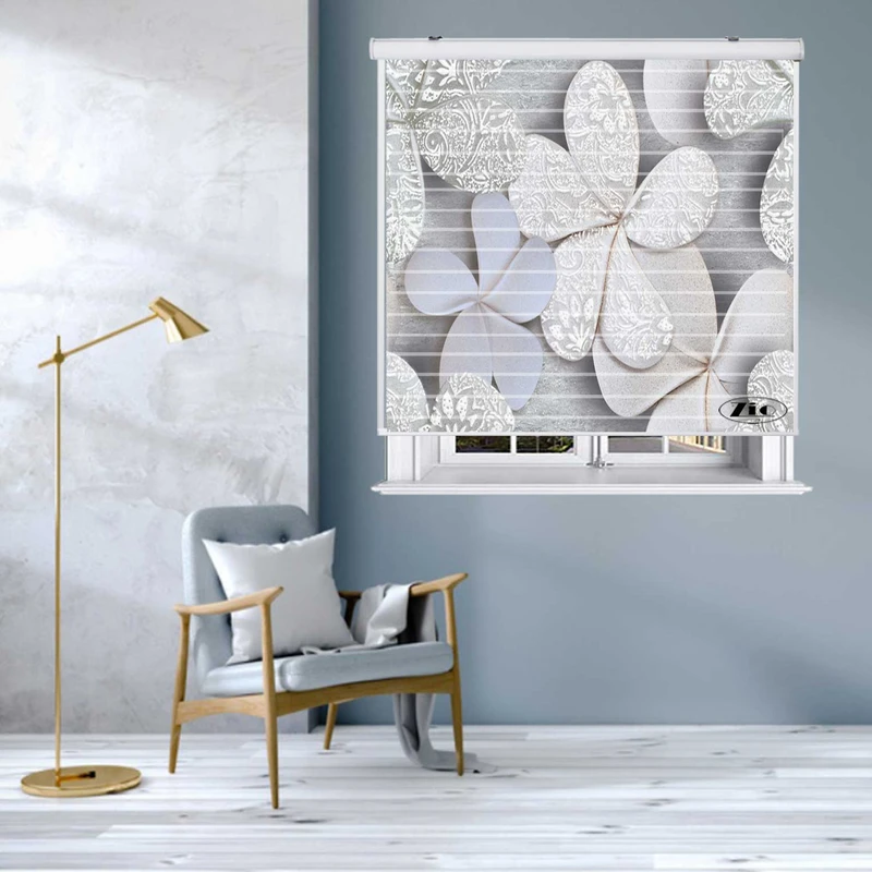 پرده زبرا زیو مدل سیلوئت کد 3D1171 سایز 150x150 سانتی متر