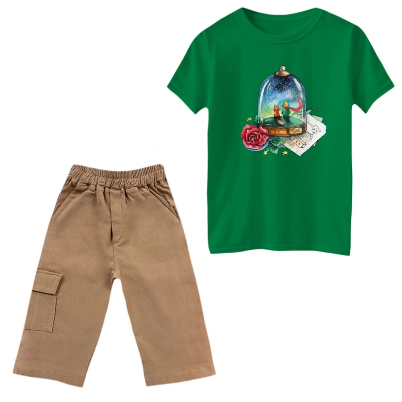 ست تی‌شرت و شلوارک پسرانه مدل بطری شازده کوچولو