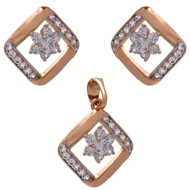 نیم ست زنانه ژوپینگ مدل گل و مربع نگینی کد THS 09