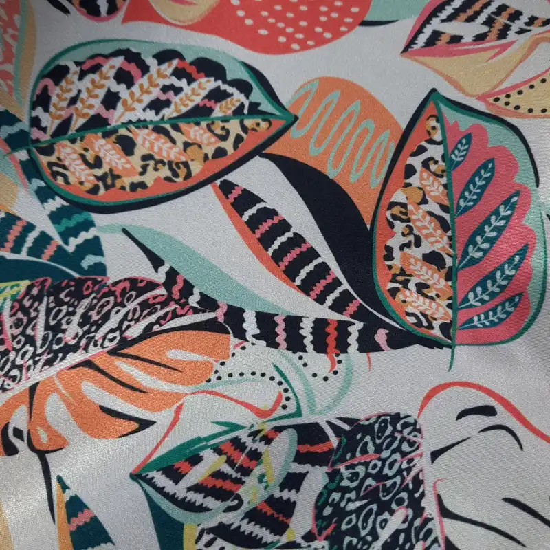 پارچه لباس مدل ساتن ابریشم طرح برگ