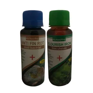 محلول ضد پوسیدگی دم و باله ماهی مدل KP-12 حجم 120 میلی لیتر به همراه محلول کود آهن آکواریوم