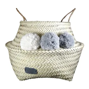 گلدان حصیری مدل pompom کد gray 1