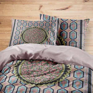 سرویس روتختی مدوپد طرح قالیچه قم حصیری گل رزی مدل C-Ghom110 یک نفره 4 تکه