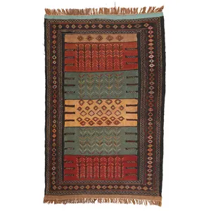 گلیم دستبافت دو متری طرح سفره کردی کد 140896