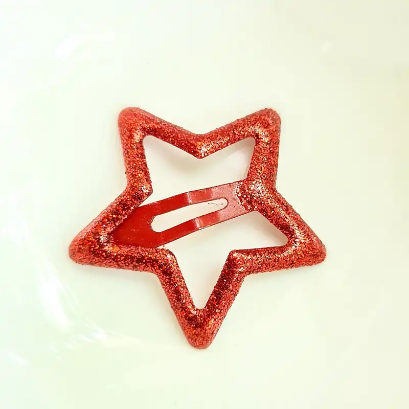 گیره مو زنانه مدل تق تقی ستاره ای شاین دار کد 88 بسته 10 عددی