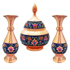 ست 3 تکه گلدان و شکلات خوری مسی مدل پرداز کد st18