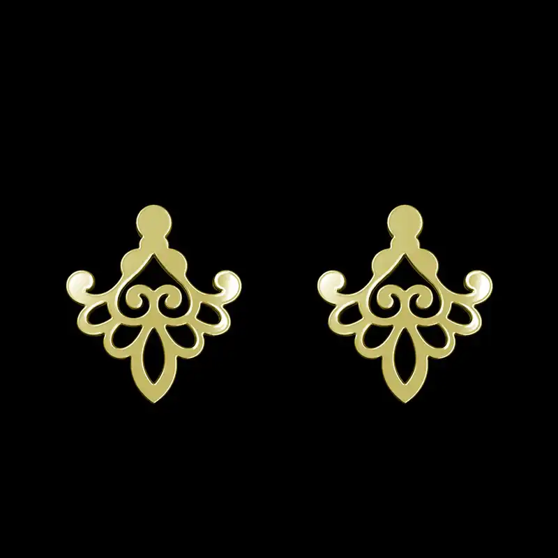 گوشواره طلا 18 عیار زنانه مدوپد مدل اسلیمی کد GA1-15241