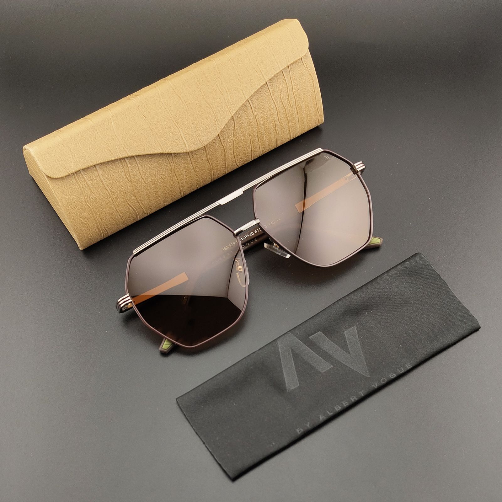 عینک آفتابی مردانه آلبرت وگ مدل JS8529C21-P140 Polarized Space Metal -  - 5