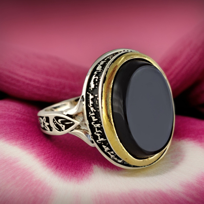 انگشتر نقره مردانه ملک زیور طرح یا علی یا زهرا کد 387