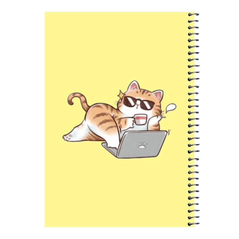 دفتر مشق 80 برگ اس جی مدل گربه و لپ تاپ  