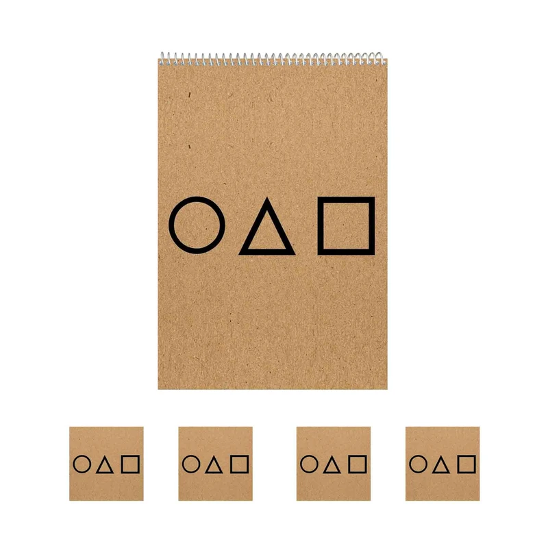 دفتر نقاشی 50 برگ طرح اسکویید گیم کد A5 به همراه برچسب مجموعه 5 عددی