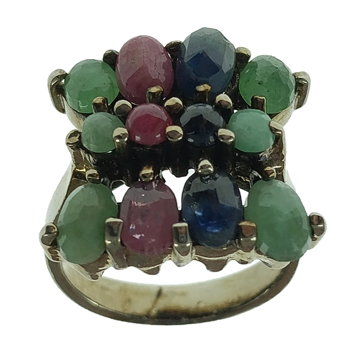 انگشتر نقره زنانه سلین کالا مدل سیاه قلم چندجواهر کد 155