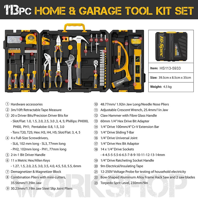 مجموعه 113 عددی ابزار های اسپک مدل HS113-5933 مجموعه 113 عددی ابزار های اسپک مدل HS113-5933