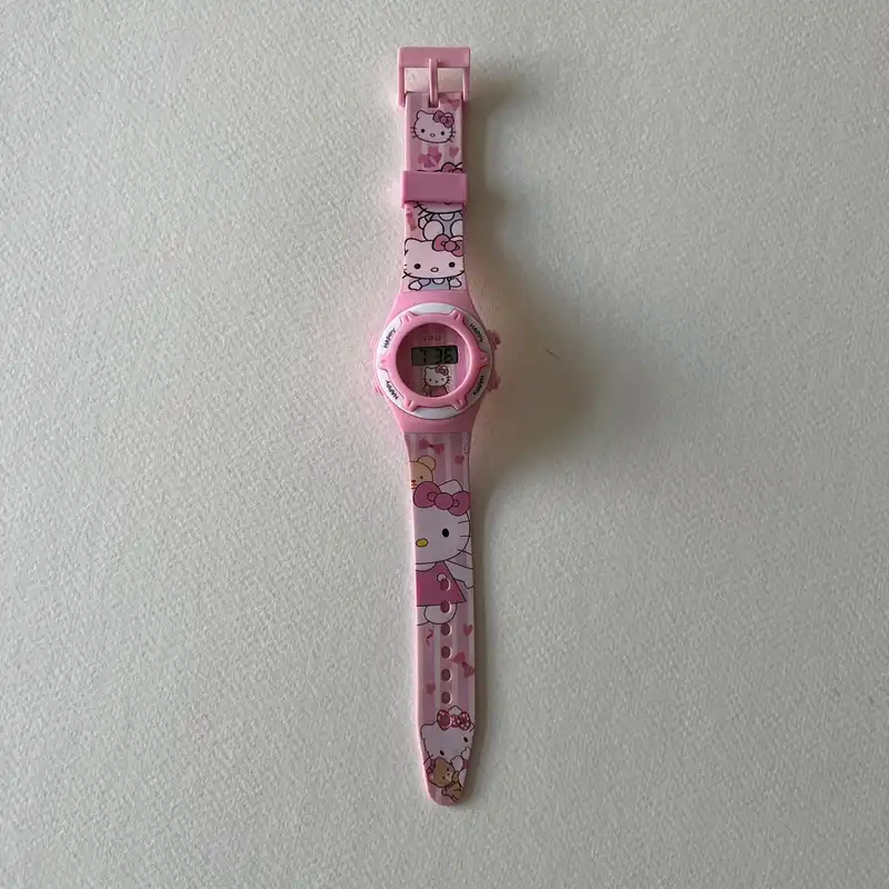 ساعت مچی عقربه ای بچگانه مدل بند سیلیکونی طرح هلو کیتی hello kitty