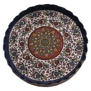 بشقاب میناکاری مدل نقش گل لبه دار کد 105