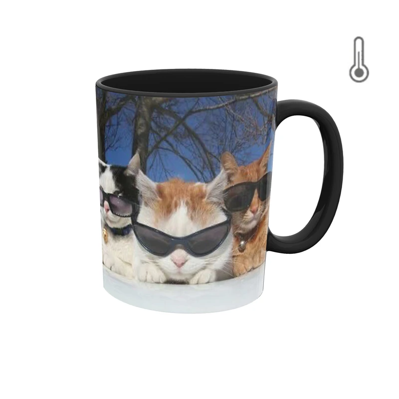 ماگ حرارتی طرح والپیپر گربه کیوت 