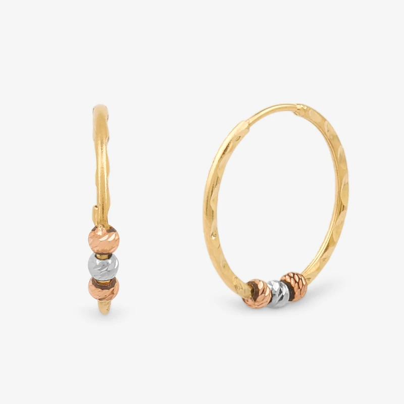 گوشواره حلقه‌ای طلا 18 عیار زنانه حافا گلد مدل Pr117