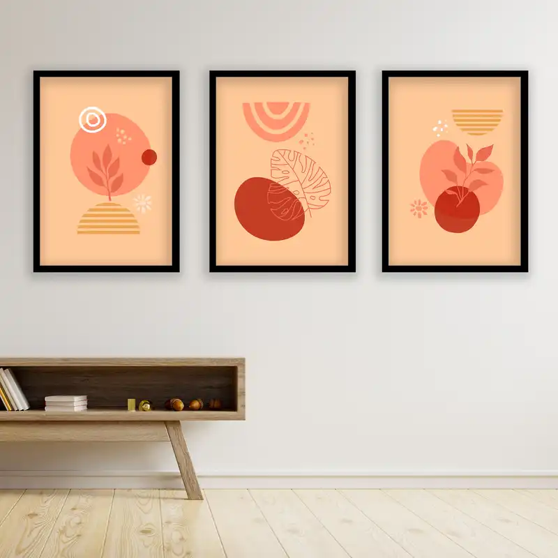 تابلو مدل مینیمال دکوراتیو کد LA-G3057 مجموعه 3 عددی