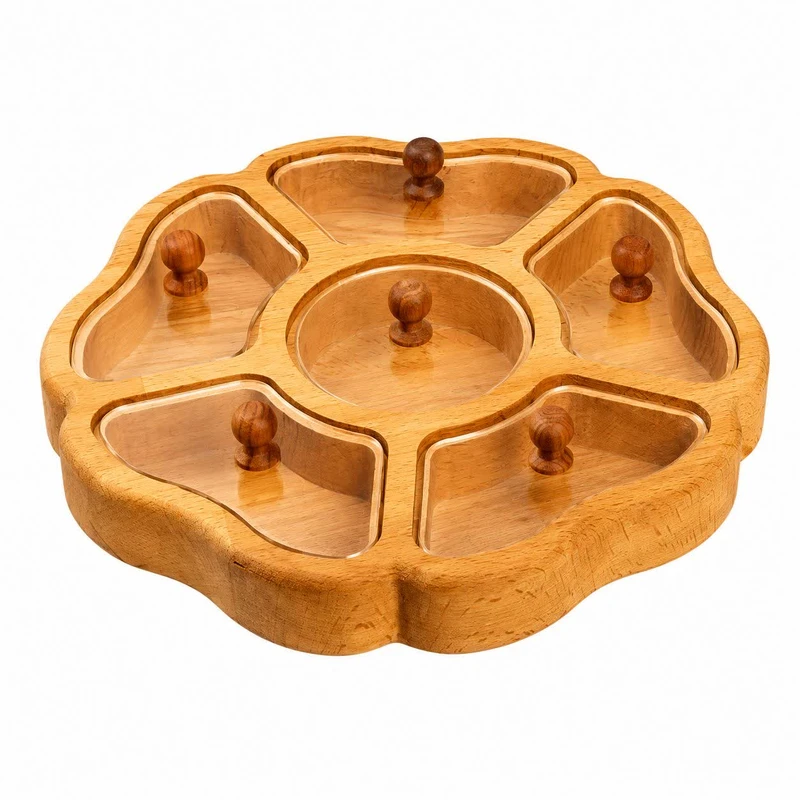 اردوخوری نیوهوم مدل چوبی طرح گل شش خانه کد 1005
